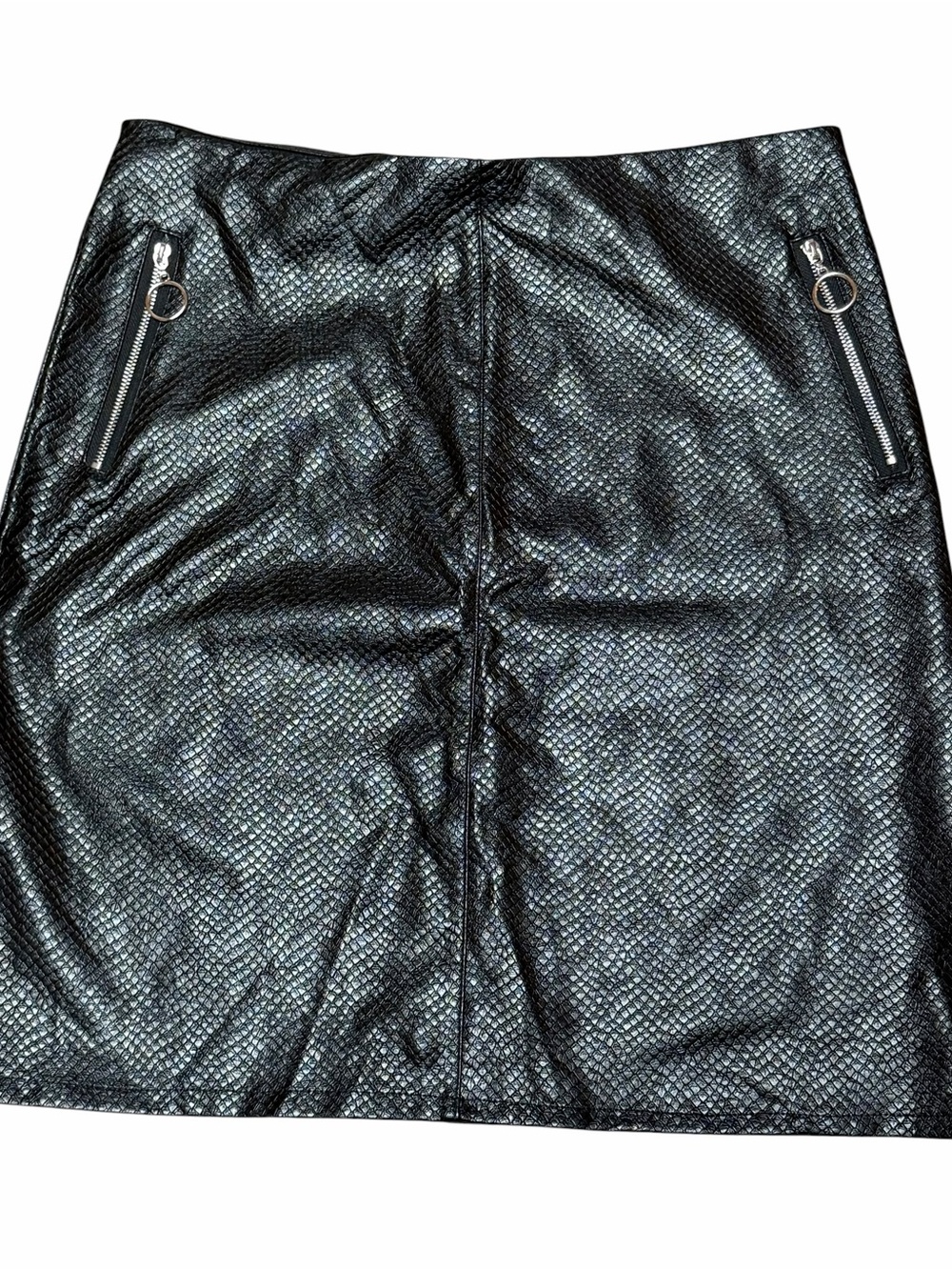 POSH Black Faux Leather Zip-Pocket Mini Skirt
